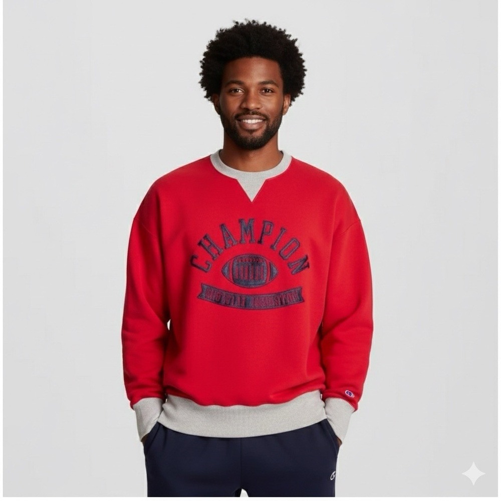 Champion Men's Physical Education Colorblocked Sweatshirt - Lava Falls L